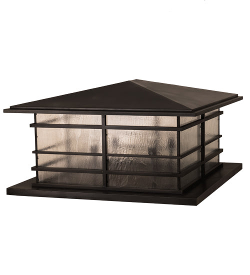 Meyda Lighting Tea House 48" 4-Light Craftsman Brown Outdoor Pier Mount Light With Clear Seeded Shade Glass