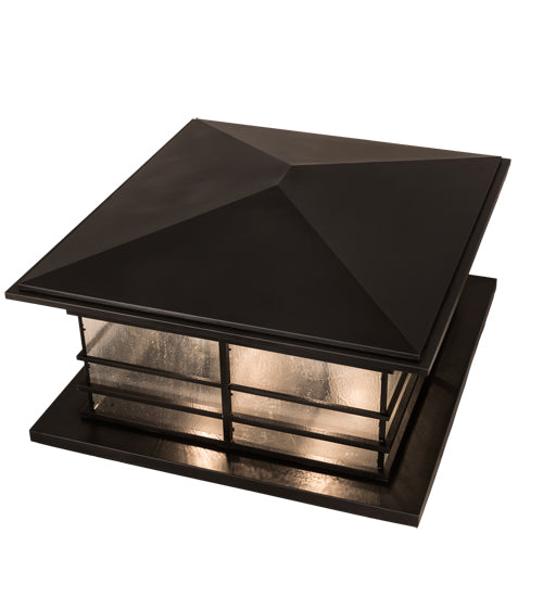 Meyda Lighting Tea House 48" 4-Light Craftsman Brown Outdoor Pier Mount Light With Clear Seeded Shade Glass