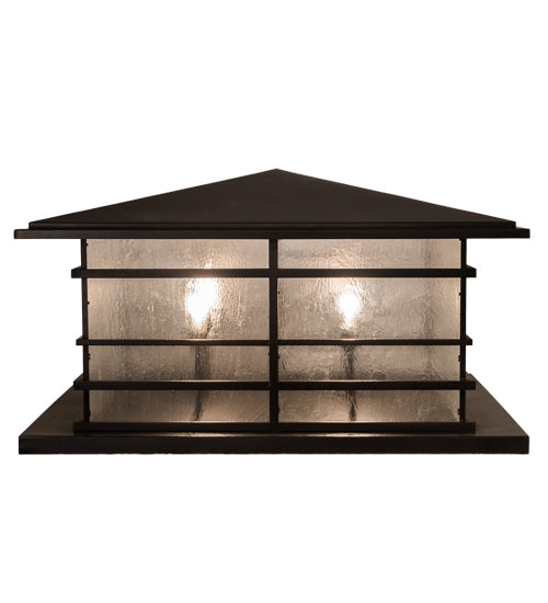 Meyda Lighting Tea House 48" 4-Light Craftsman Brown Outdoor Pier Mount Light With Clear Seeded Shade Glass