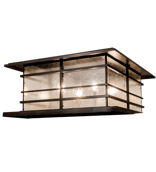 Meyda Lighting Tea House 48" 4-Light Craftsman Brown Outdoor Pier Mount Light With Clear Seeded Shade Glass