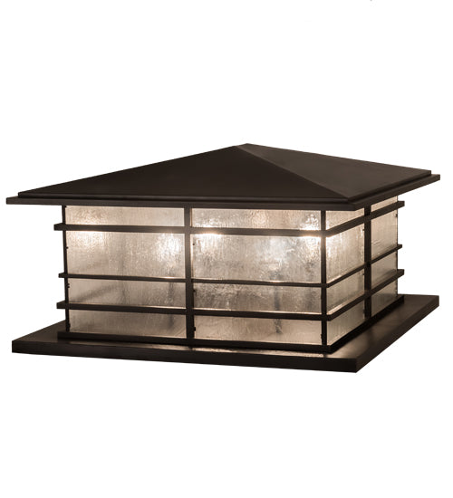 Meyda Lighting Tea House 48" 4-Light Craftsman Brown Outdoor Pier Mount Light With Clear Seeded Shade Glass