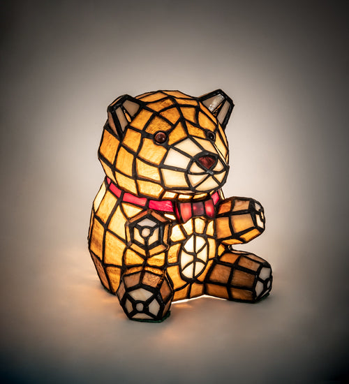 Meyda Lighting Teddy Bear 7" Accent Table Lamp With Amber Shade Glass