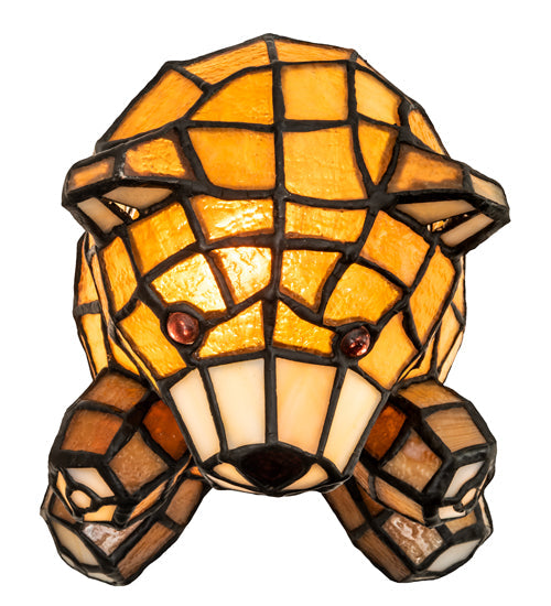 Meyda Lighting Teddy Bear 7" Accent Table Lamp With Amber Shade Glass