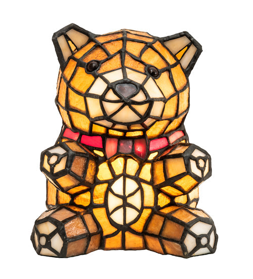 Meyda Lighting Teddy Bear 7" Accent Table Lamp With Amber Shade Glass