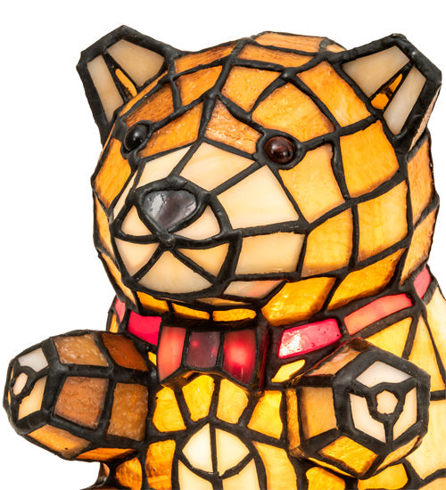 Meyda Lighting Teddy Bear 7" Accent Table Lamp With Amber Shade Glass