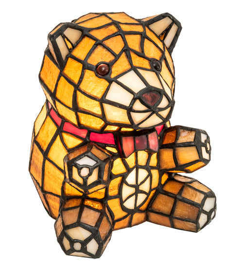 Meyda Lighting Teddy Bear 7" Accent Table Lamp With Amber Shade Glass