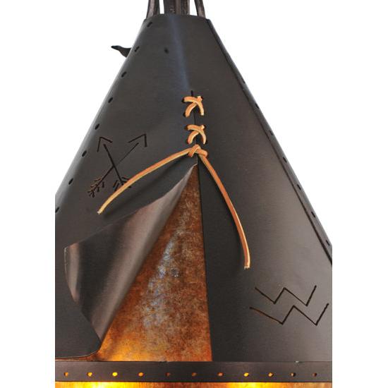 Meyda Lighting Teepee 16" 2-Light Mahogany Bronze Athabasca Pendant Light With Amber Mica Shade Glass