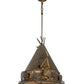 Meyda Lighting Teepee 20" 4-Light Antique Copper Buffalo Pendant Light With Amber Mica Shade Glass