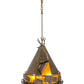 Meyda Lighting Teepee 20" 4-Light Antique Copper Buffalo Pendant Light With Amber Mica Shade Glass