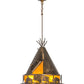 Meyda Lighting Teepee 20" 4-Light Antique Copper Buffalo Pendant Light With Amber Mica Shade Glass