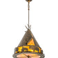 Meyda Lighting Teepee 20" 4-Light Antique Copper Buffalo Pendant Light With Amber Mica Shade Glass