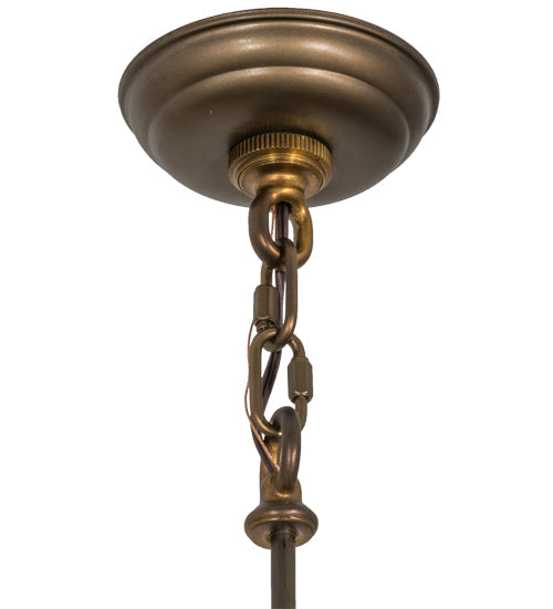 Meyda Lighting Teepee 20" 4-Light Antique Copper Buffalo Pendant Light With Amber Mica Shade Glass