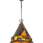 Meyda Lighting Teepee 20" 4-Light Antique Copper Buffalo Pendant Light With Amber Mica Shade Glass