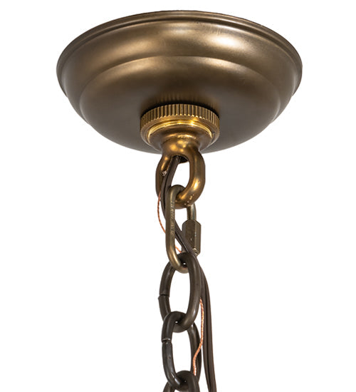 Meyda Lighting Teepee 20" 4-Light Antique Copper Buffalo Pendant Light With Silver Mica Shade Glass
