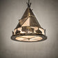 Meyda Lighting Teepee 20" 4-Light Antique Copper Buffalo Pendant Light With Silver Mica Shade Glass