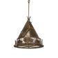 Meyda Lighting Teepee 20" 4-Light Antique Copper Buffalo Pendant Light With Silver Mica Shade Glass