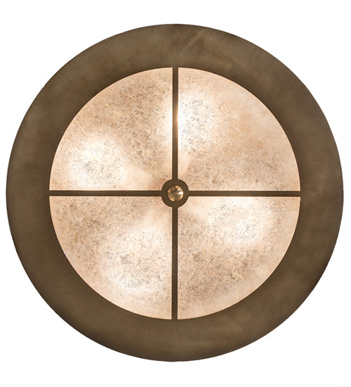 Meyda Lighting Teepee 20" 4-Light Antique Copper Buffalo Pendant Light With Silver Mica Shade Glass
