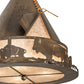 Meyda Lighting Teepee 20" 4-Light Antique Copper Buffalo Pendant Light With Silver Mica Shade Glass