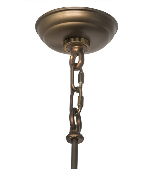 Meyda Lighting Teepee 24" 4-Light Antique Copper Buffalo Pendant Light With Amber Mica Shade Glass
