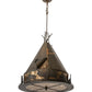 Meyda Lighting Teepee 24" 4-Light Antique Copper Buffalo Pendant Light With Amber Mica Shade Glass