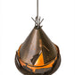 Meyda Lighting Teepee 24" 4-Light Antique Copper Buffalo Pendant Light With Amber Mica Shade Glass