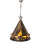 Meyda Lighting Teepee 24" 4-Light Antique Copper Buffalo Pendant Light With Amber Mica Shade Glass