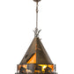 Meyda Lighting Teepee 24" 4-Light Antique Copper Buffalo Pendant Light With Amber Mica Shade Glass