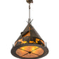 Meyda Lighting Teepee 24" 4-Light Antique Copper Buffalo Pendant Light With Amber Mica Shade Glass