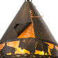 Meyda Lighting Teepee 24" 4-Light Antique Copper Buffalo Pendant Light With Amber Mica Shade Glass