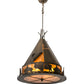 Meyda Lighting Teepee 24" 4-Light Antique Copper Buffalo Pendant Light With Amber Mica Shade Glass