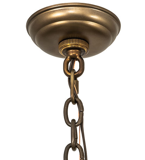 Meyda Lighting Teepee 24" 4-Light Antique Copper Buffalo Pendant Light With Silver Mica Shade Glass