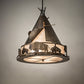 Meyda Lighting Teepee 24" 4-Light Antique Copper Buffalo Pendant Light With Silver Mica Shade Glass