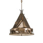Meyda Lighting Teepee 24" 4-Light Antique Copper Buffalo Pendant Light With Silver Mica Shade Glass