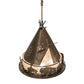 Meyda Lighting Teepee 24" 4-Light Antique Copper Buffalo Pendant Light With Silver Mica Shade Glass