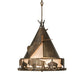 Meyda Lighting Teepee 24" 4-Light Antique Copper Buffalo Pendant Light With Silver Mica Shade Glass