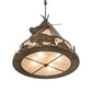 Meyda Lighting Teepee 24" 4-Light Antique Copper Buffalo Pendant Light With Silver Mica Shade Glass