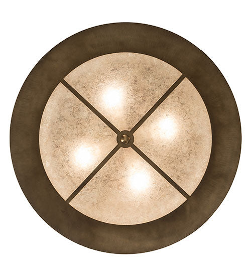 Meyda Lighting Teepee 24" 4-Light Antique Copper Buffalo Pendant Light With Silver Mica Shade Glass