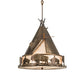 Meyda Lighting Teepee 24" 4-Light Antique Copper Buffalo Pendant Light With Silver Mica Shade Glass