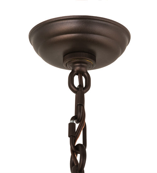 Meyda Lighting Teepee 24" 4-Light Mahogany Bronze Pendant Light With Amber Mica Shade Glass