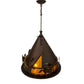 Meyda Lighting Teepee 24" 4-Light Mahogany Bronze Pendant Light With Amber Mica Shade Glass