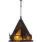 Meyda Lighting Teepee 24" 4-Light Mahogany Bronze Pendant Light With Amber Mica Shade Glass