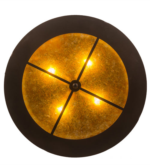 Meyda Lighting Teepee 24" 4-Light Mahogany Bronze Pendant Light With Amber Mica Shade Glass