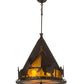 Meyda Lighting Teepee 24" 4-Light Mahogany Bronze Pendant Light With Amber Mica Shade Glass