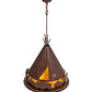 Meyda Lighting Teepee 24" 4-Light Rust Buffalo Pendant Light With Amber Mica Shade Glass