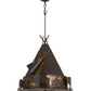 Meyda Lighting Teepee 24" 4-Light Timeless Bronze Buffalo Pendant Light With Amber Mica Shade Glass