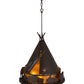 Meyda Lighting Teepee 24" 4-Light Timeless Bronze Buffalo Pendant Light With Amber Mica Shade Glass