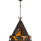 Meyda Lighting Teepee 24" 4-Light Timeless Bronze Buffalo Pendant Light With Amber Mica Shade Glass