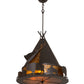 Meyda Lighting Teepee 24" 4-Light Timeless Bronze Buffalo Pendant Light With Amber Mica Shade Glass