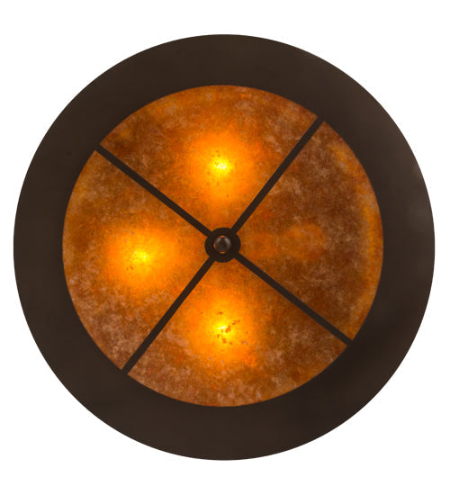 Meyda Lighting Teepee 24" 4-Light Timeless Bronze Buffalo Pendant Light With Amber Mica Shade Glass