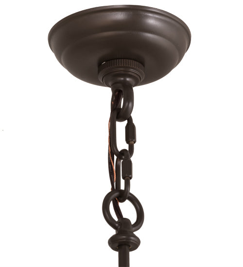 Meyda Lighting Teepee 24" 4-Light Timeless Bronze Buffalo Pendant Light With Amber Mica Shade Glass